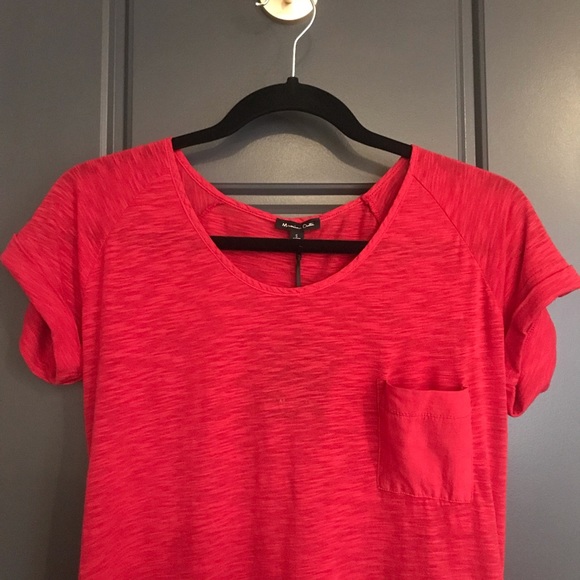 NWT Mossimo Dutti Small Red Cotton T-Shirt with Front Pocket - Picture 2 of 9